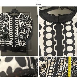 Black and White Boxy Graphic Blouse